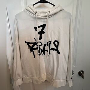 Ariana Grande H&M Divided Unisex 7 Rings Grand Ari Tour White Hoodie size S